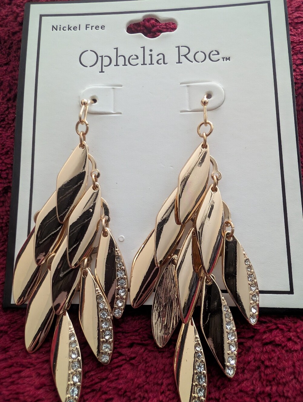 Ophelia Roe Gold-Tone Leaf Statement Drop Earrings